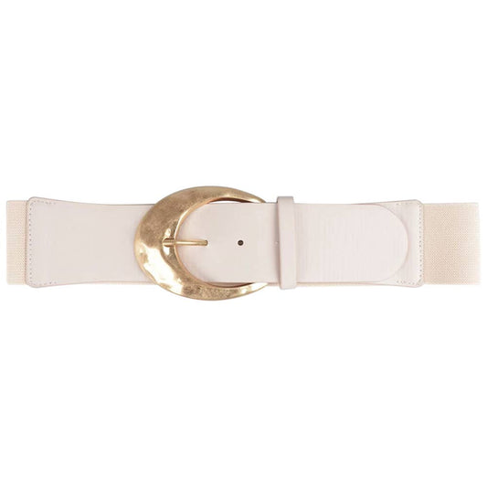 SMOOTH METAL BUCKLE ELASTIC BELT, JCB 1859: NUDE - Lulu Bella Boutique
