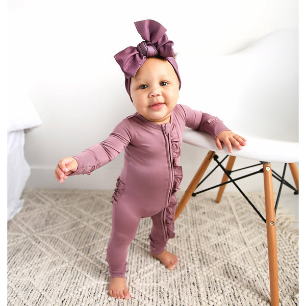 Bamboo Baby Pajama Sleepies Little Baby Ruffle Zip Kate Mauve: Newborn