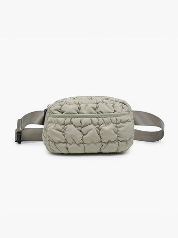 Chrissy Quilted Puffy Belt Bag w/ Nylon Strap: Sage