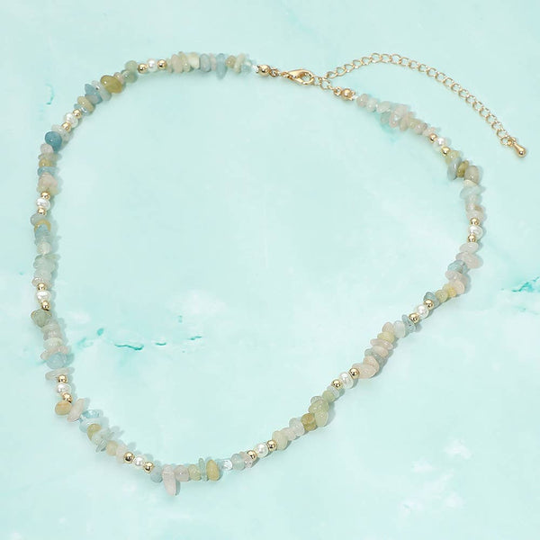 Natural Stone Pearl Beaded Chain Necklace