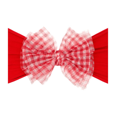 Baby Bling® Tulle FAB® soft nylon headband with tulle bow: Gingham Cherry Red - Lulu Bella Boutique