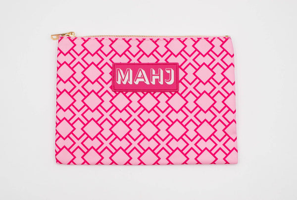 Premium Mahjong Card & Accessory Bag: Stripes- Purple & Green Card & Accessory Bag