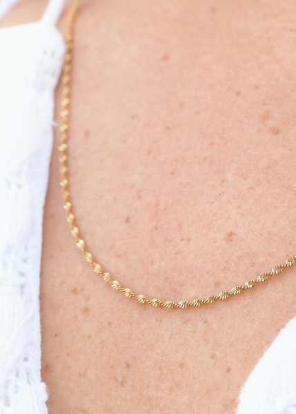 Stainless Steel Gold Singapore Dainty Chain Necklace: Gold / 18+2" - Lulu Bella Boutique