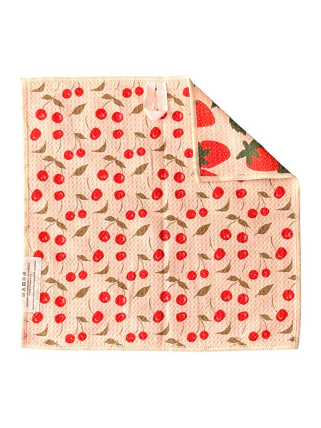Berries & Cherries: Reversible Washcloth: Cream / 12x12 in / Washcloth - Lulu Bella Boutique