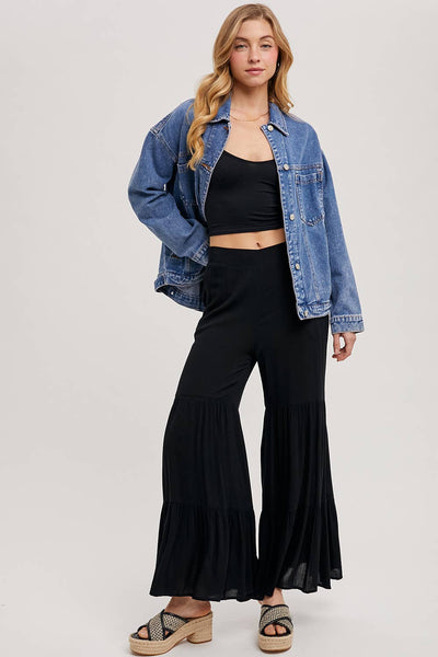 DENIM BUTTON DOWN OVERSIZED JACKET: MED.WASH / S - Lulu Bella Boutique