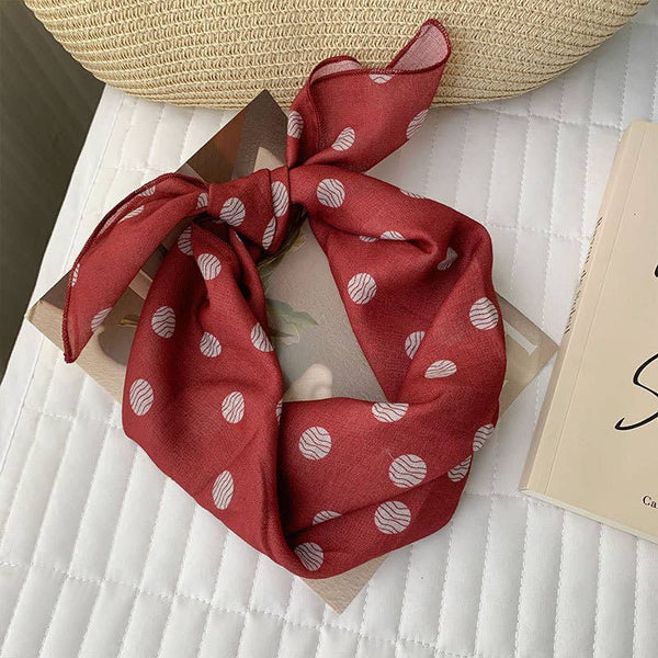 Maillard style French polka dots red square scarf Bandana - Lulu Bella Boutique