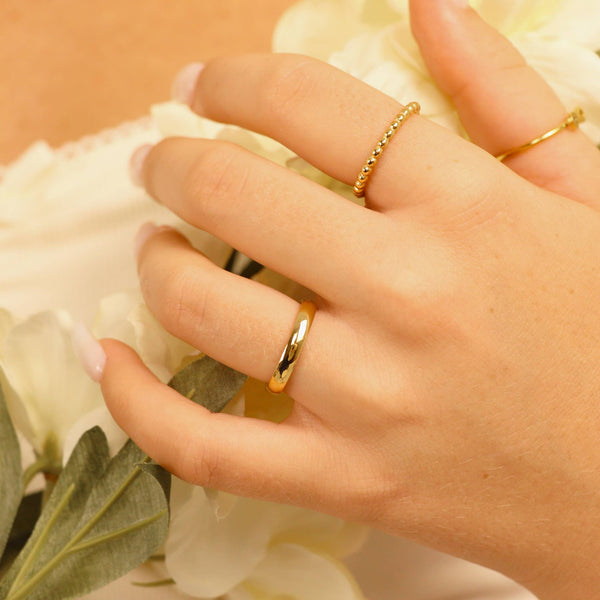 Stainless Steel Blank Gold Ring: 8 / 4mm