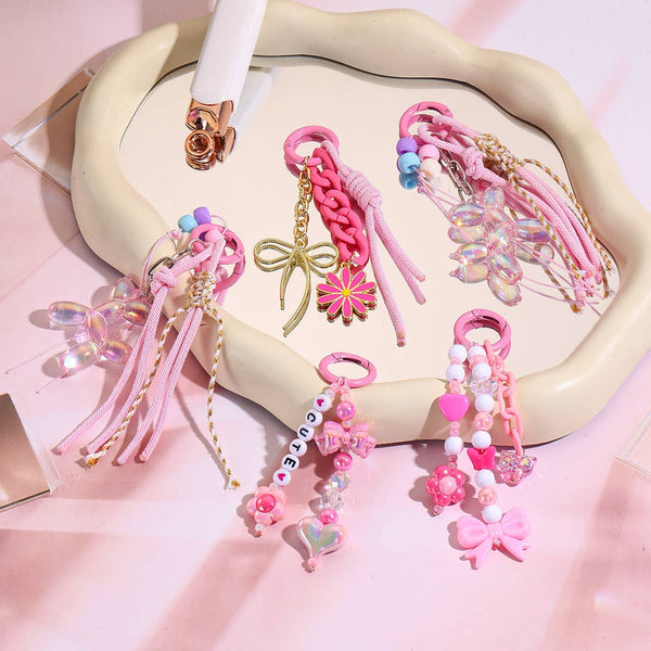 Cute Pink Y2K Mix Charms Beaded Keychain Bag Charm: Color_06 / M - Lulu Bella Boutique