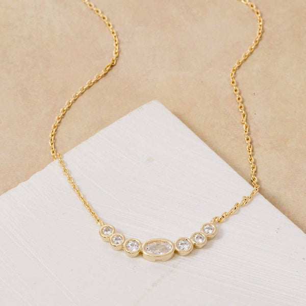 Oval Cz Studs Charm Necklace: G - Lulu Bella Boutique
