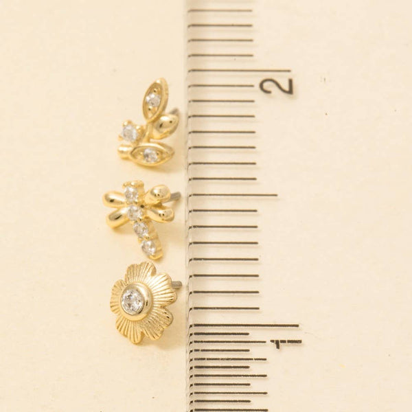 Sterling Silver Mixed Flat Back Stud Earrings Set: GZ