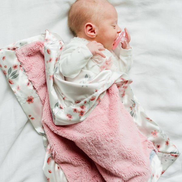 SATIN BACK RECEIVING BLANKETS: Dainty Floral
