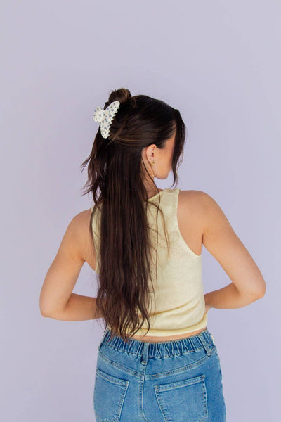 Dainty Blue Floral Claw Clip - Lulu Bella Boutique