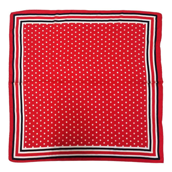 Classic Patriotic Star Pattern Print Square Scarf: Red