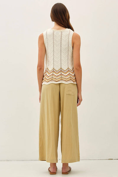 CRINKLED WIDE LEG CROPPED PULL ON PANTS: SAND / S - Lulu Bella Boutique