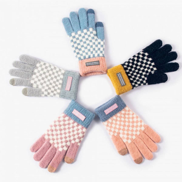 Fashion Plaid Gloves – Thick Warm Touchscreen_CWAG0187: Pink / (OS) 1 - Lulu Bella Boutique