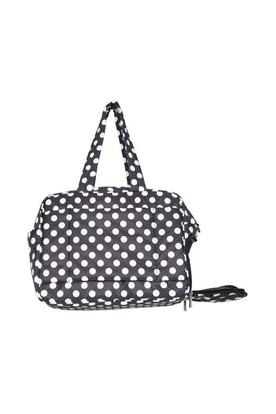 Black & White Polka Dot Weekend Travel Bag: Black - Lulu Bella Boutique