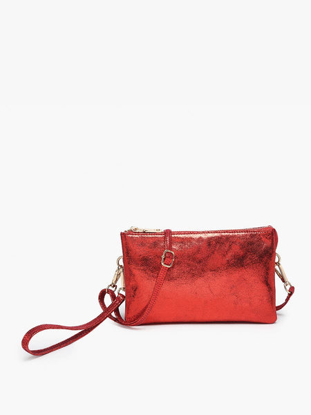 M013 Riley Monogrammable 3 Compartment Crossbody/Wristlet: Midnight Black - Lulu Bella Boutique