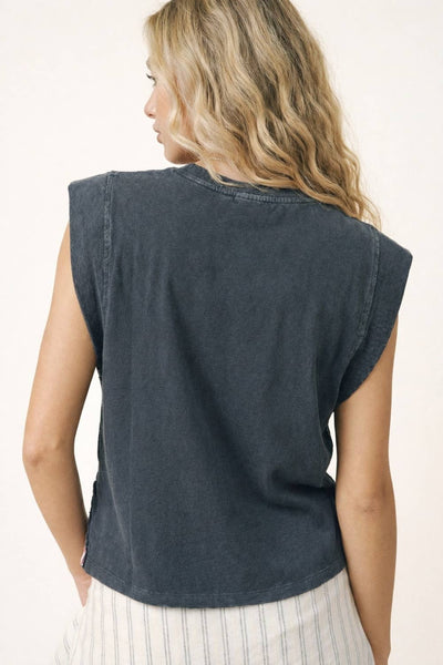 250th USA star pocket stripe side tank: NAVY / S - Lulu Bella Boutique