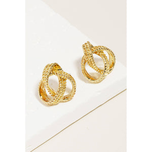 Textured Metallic Tangled Hoop Stud Earrings: G - Lulu Bella Boutique