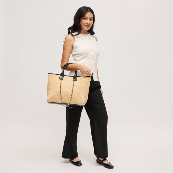 Jaxon Tote: Natural Black - Lulu Bella Boutique