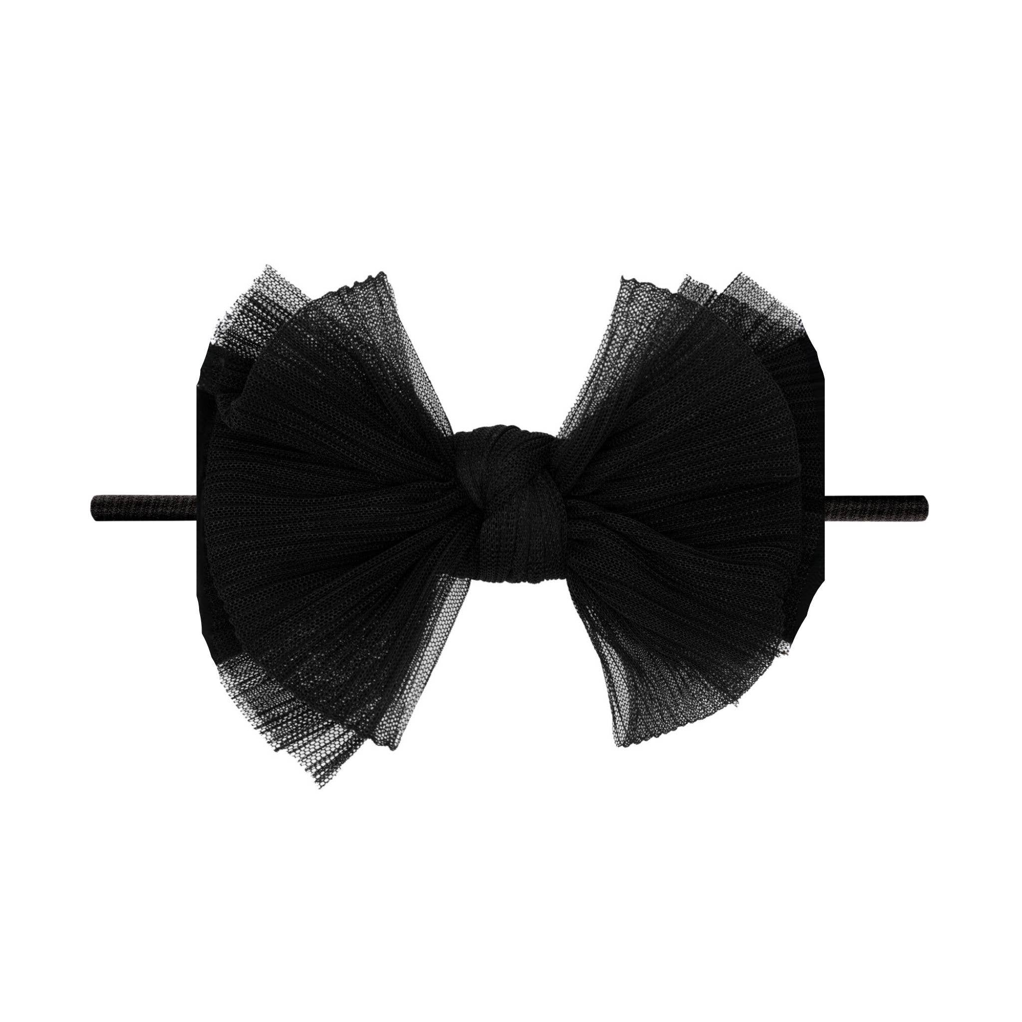 Baby Bling® Tulle FAB® Skinny nylon headband with tulle bow: Pleated Black - Lulu Bella Boutique