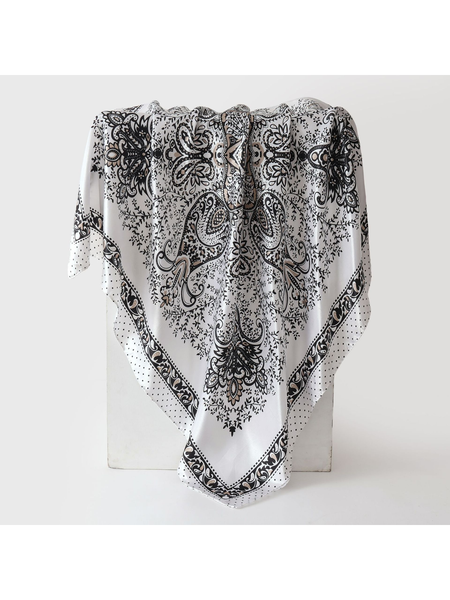 Paisley Print Square Scarf: Black