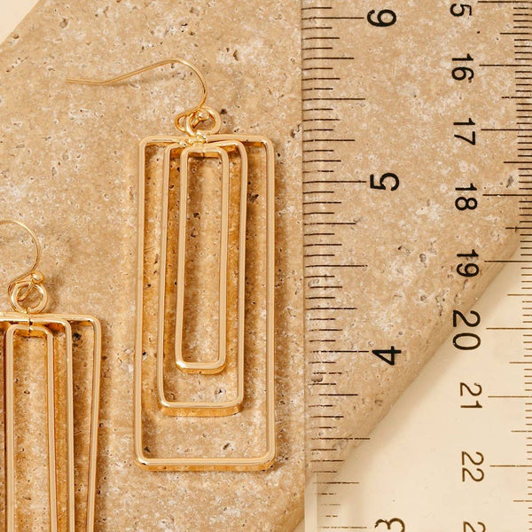 Layered Rectangle Dangle Earrings: RH - Lulu Bella Boutique