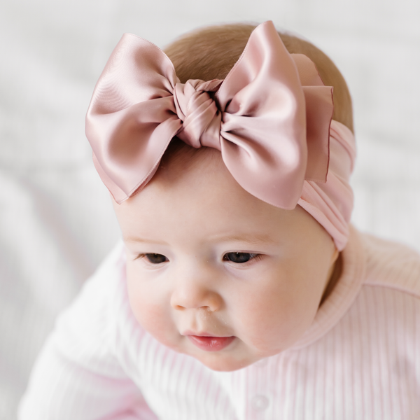 Baby Bling® Satin FAB® soft nylon headband with satin bow: French blue - Lulu Bella Boutique