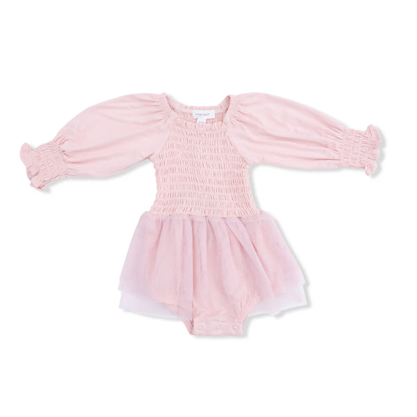Long Sleeve Smocked Bubble with Tutu- Solid Lotus - Lulu Bella Boutique