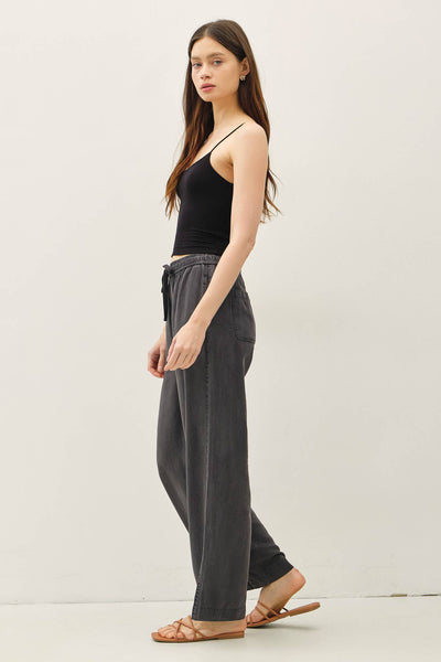 TENCEL WIDE LEG PANTS: Charcoal / S - Lulu Bella Boutique