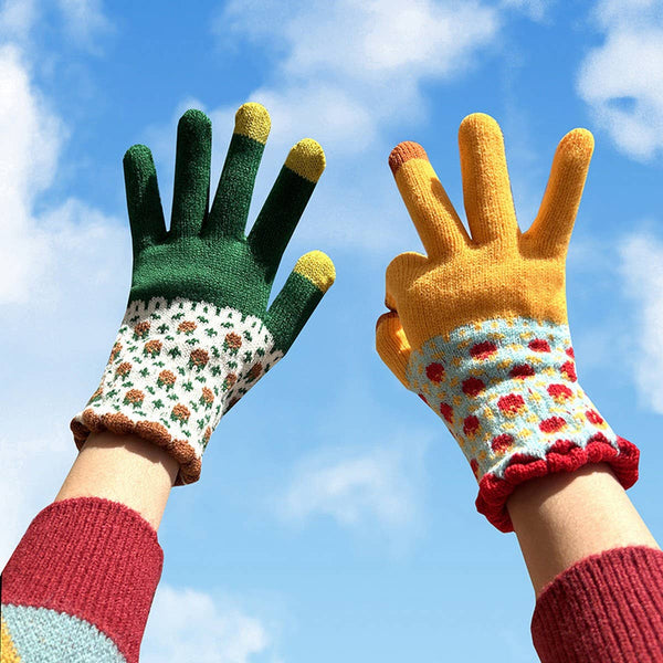 Cute Knit Gloves for Women – Touchscreen Warm_CWAG0147: GREEN2 / (OS) 1 - Lulu Bella Boutique
