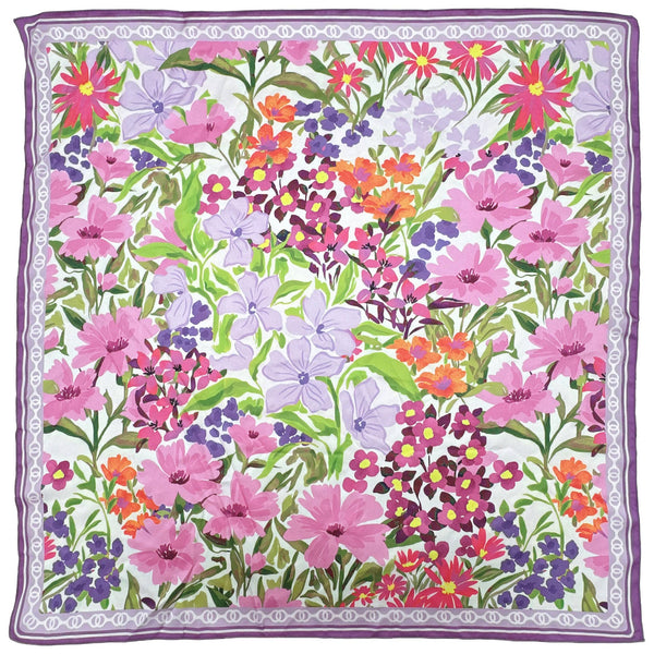 FLORAL PRINT SQUARE SCARF, WLQS 149: BLU - Lulu Bella Boutique