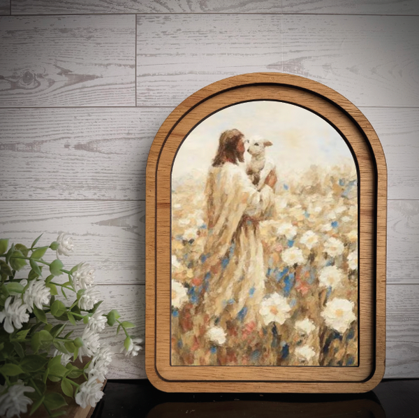 Arch Frame Art Print Christ Sheep Easter | Wood Frame: Small - Lulu Bella Boutique