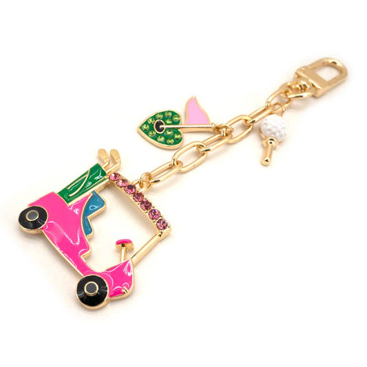 GOLF CART CHARM BAG CHARM KEYCHAIN, 19 2093: GD - Lulu Bella Boutique