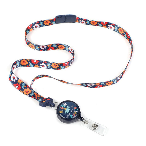 Bloom Where You Are Planted Ribbon Lanyard with Badge Reel - Lulu Bella Boutique