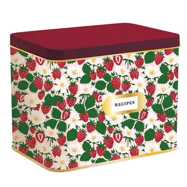 Strawberry Patch Tin Recipe Box - Lulu Bella Boutique