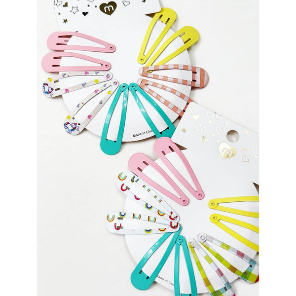 Variety Prints and Solid Mixed Snap Clip Set: MIX COLOR / ONE(12) - Lulu Bella Boutique