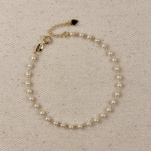 18k Gold Filled 3mm Pearl Bracelet: 7.25 inches - Lulu Bella Boutique