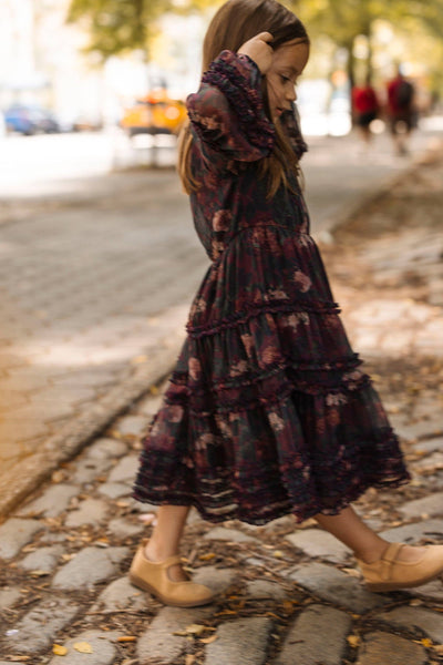 Mini Geneva Dress in Aubergine Resplendent Bloom