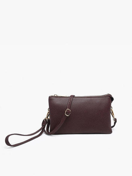 Riley Monogrammable 3 Compartment Crossbody/Wristlet: Sangria