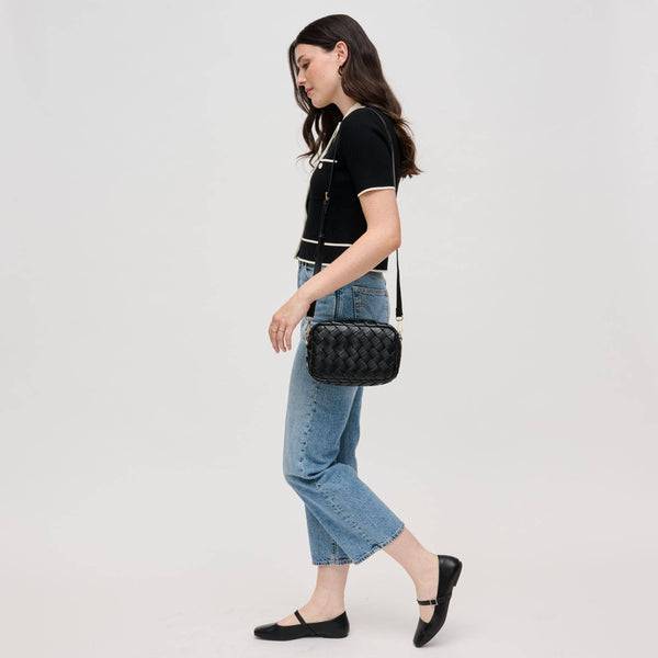 Maddie Woven Crossbody: Black - Lulu Bella Boutique