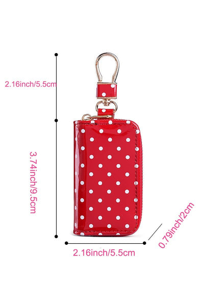 Polka Dot PVC Key Case Keychain: IVORY