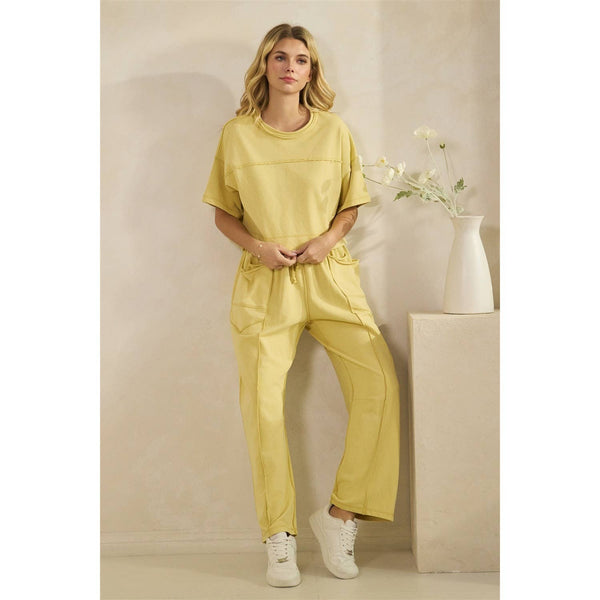 Cropped Lounge Set: Yellow / M - Lulu Bella Boutique