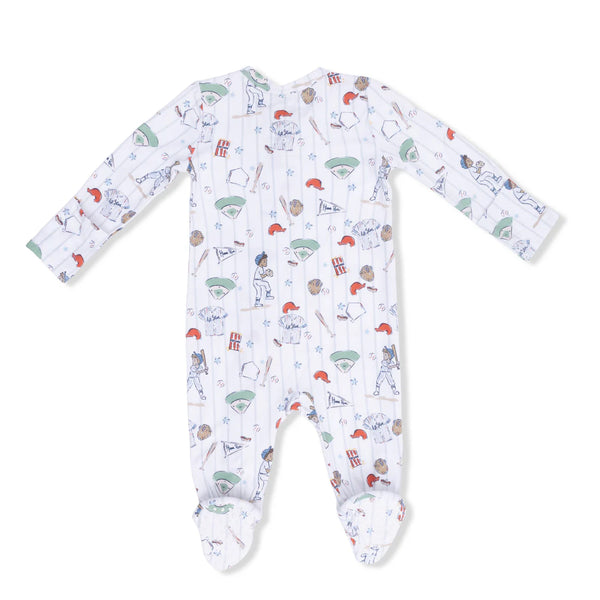 2 Way Zipper Footie- Home Run Baseball - Lulu Bella Boutique
