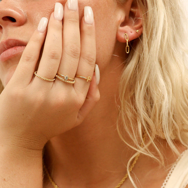 Stainless Steel Braided Stacking Ring - Hypoallergenic: Gold / 6