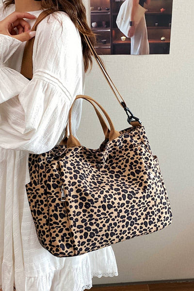Leopard Caryall Diaper Tote Bag: LT MOCHA