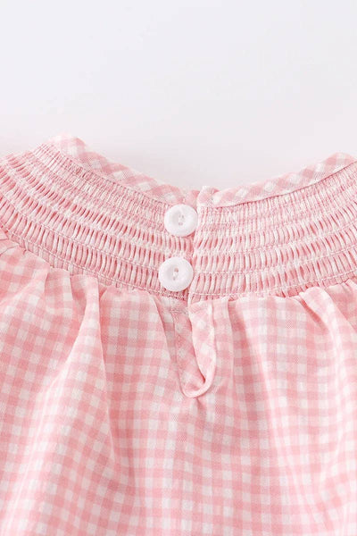 Baby Girls Strawberry Plaid Smocked Romper: 6M - Lulu Bella Boutique
