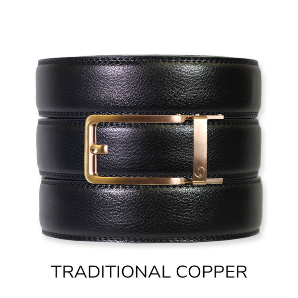 Black Leather Ratchet Belt & Buckle Set: Gun Metal - Lulu Bella Boutique