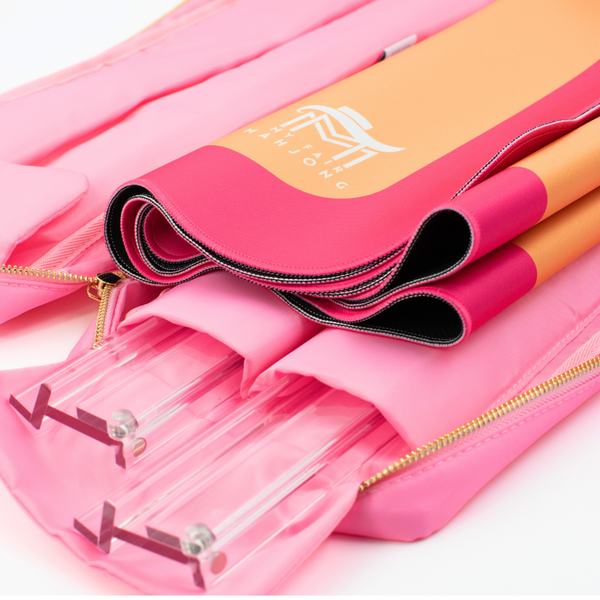 Mahjong Rack Bag  |  Fits 20" Racks + Folded Mat : Stripes- Pink & Red Rack Bag