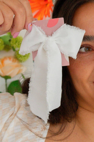 Freya Bow Clip: White - Lulu Bella Boutique